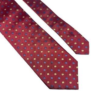 Ike Behar Burgundy Silk Geometric Necktie Men's Classic Dress Tie Formal 61"